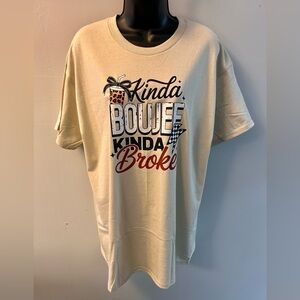 Kinda Boujee Kinda Broke T-Shirt - Funny Tan Graphic Tee by Gildan